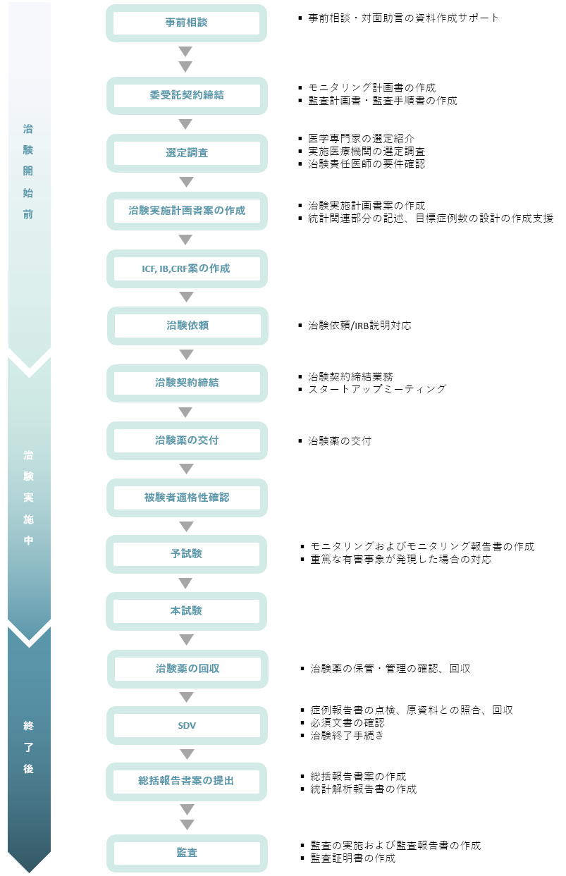 治験支援業務の流れ