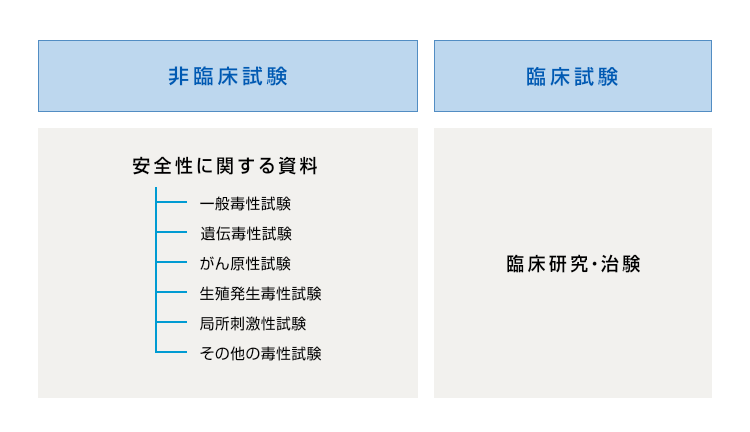 当社主要対象範囲 【非臨床試験】安全性に関する資料:一般毒性試験,遺伝毒性試験,がん原性試験,生殖発生毒性試験,局所刺激性試験,その他の毒性試験【臨床試験】臨床試験/治験/臨床研究